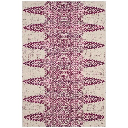 Safavieh 4 x 6 ft. Evoke Power Loomed Medium Rectangle Area Rug, Ivory and Fuchsia EVK521K-4